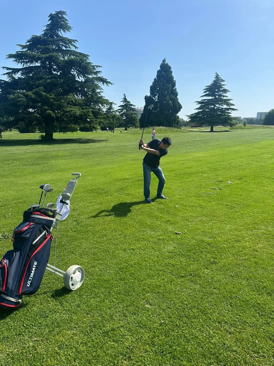 Approche avec le sac de clubs